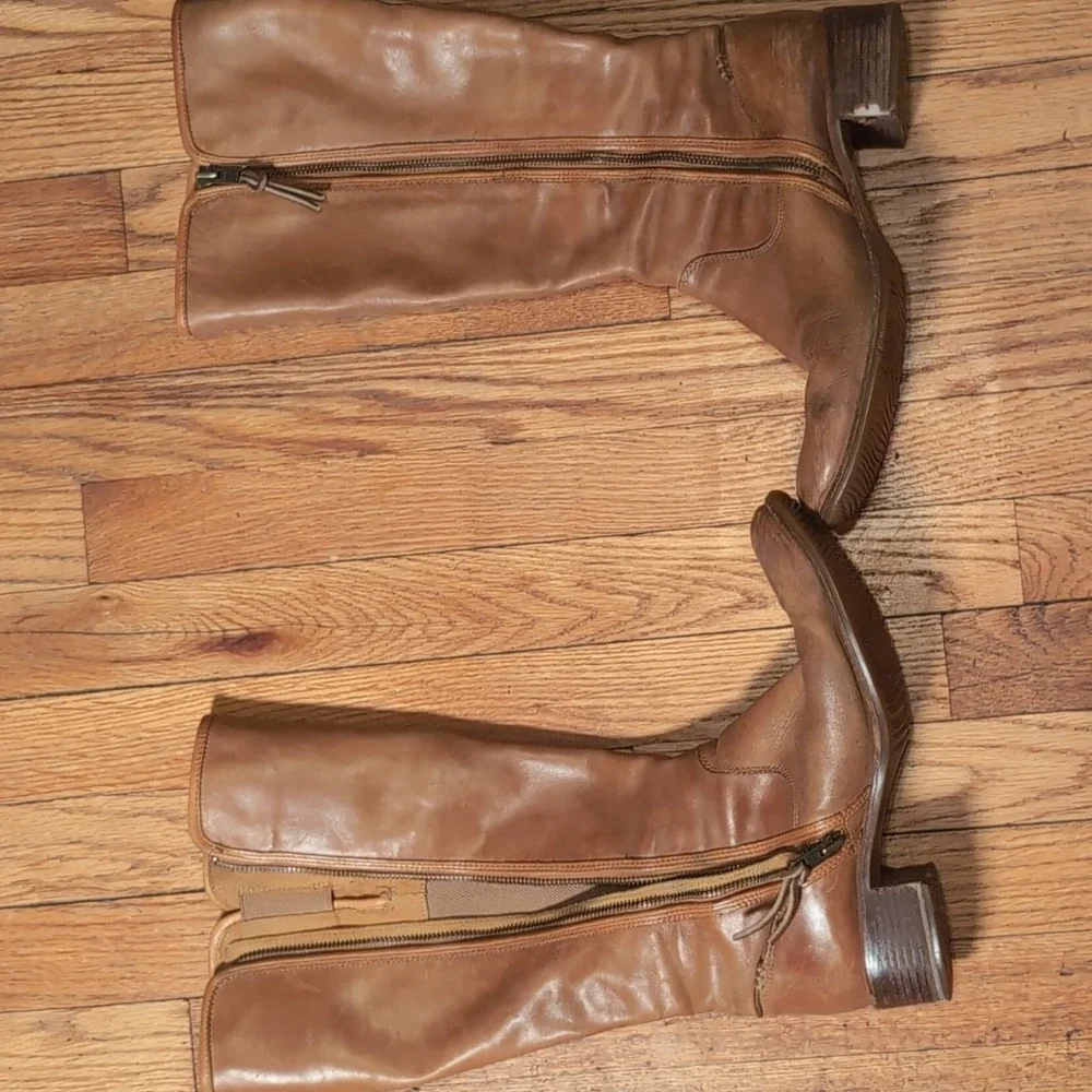Timberland Savin Hill Riding Boots Women's 9.5M Brown Leather Zip Knee High